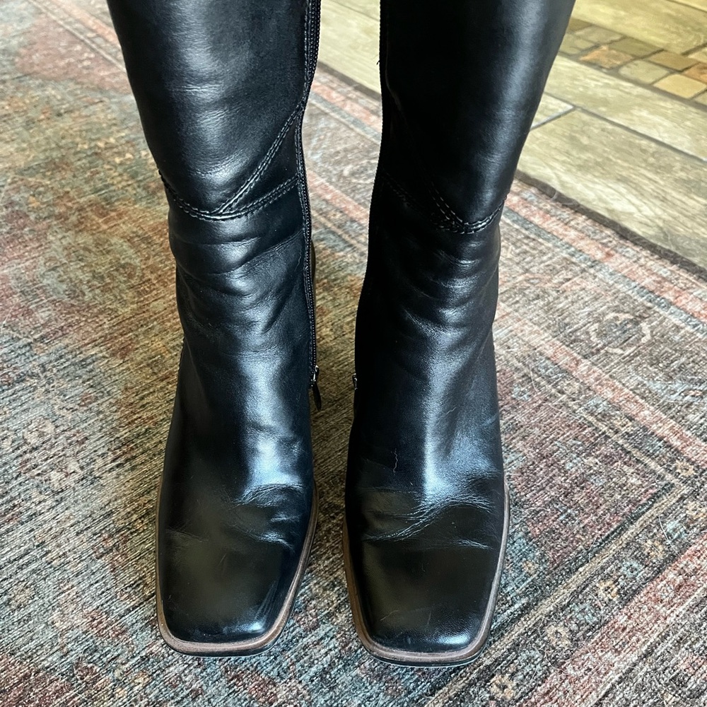 Franco Sarto Black Leather Heeled Boots